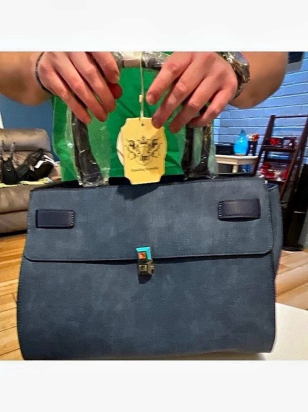 Handbag Republic Structured Blue Satchel